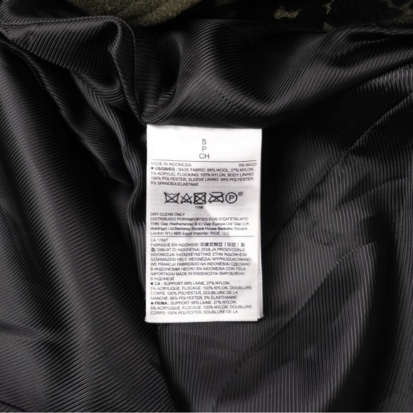 Banana republic green and black wool blend flocked hem pea coat. Size S - Picture 8 of 9